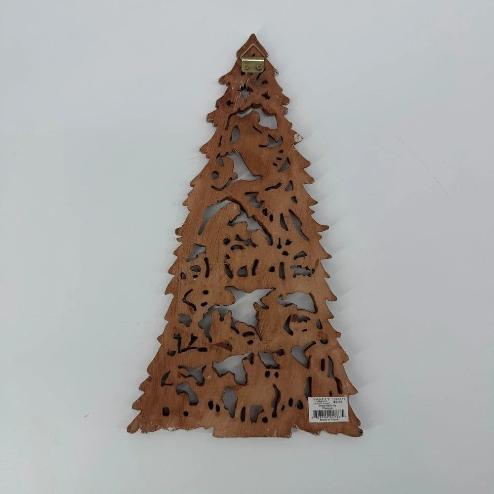 Christmas‎ Tree Nativity Plaque Scene Wall Decor Hanging Religious Holiday Art
